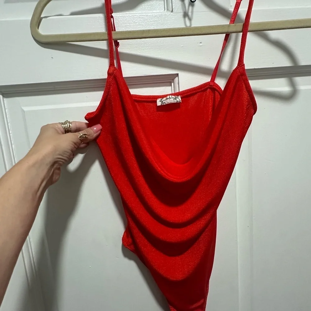 Free People Cowls in The Club Bodysuit Red Women’s Size XS Thong - Picture 4 of 7
